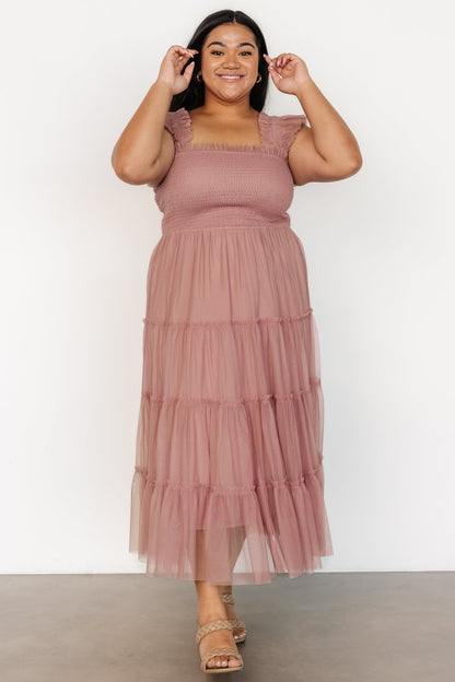 Emma Smocked Tulle Dress | Dusty Rose - Baltic Born