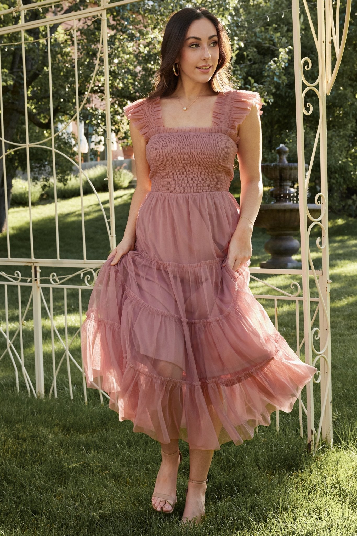 Emma Smocked Tulle Dress | Dusty Rose - Baltic Born