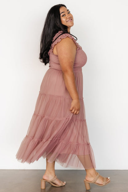 Emma Smocked Tulle Dress | Dusty Rose - Baltic Born