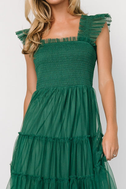 Emma Smocked Tulle Dress | Emerald - Baltic Born