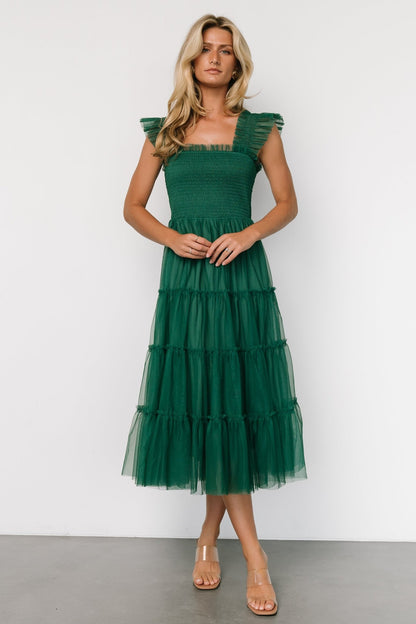 Emma Smocked Tulle Dress | Emerald - Baltic Born