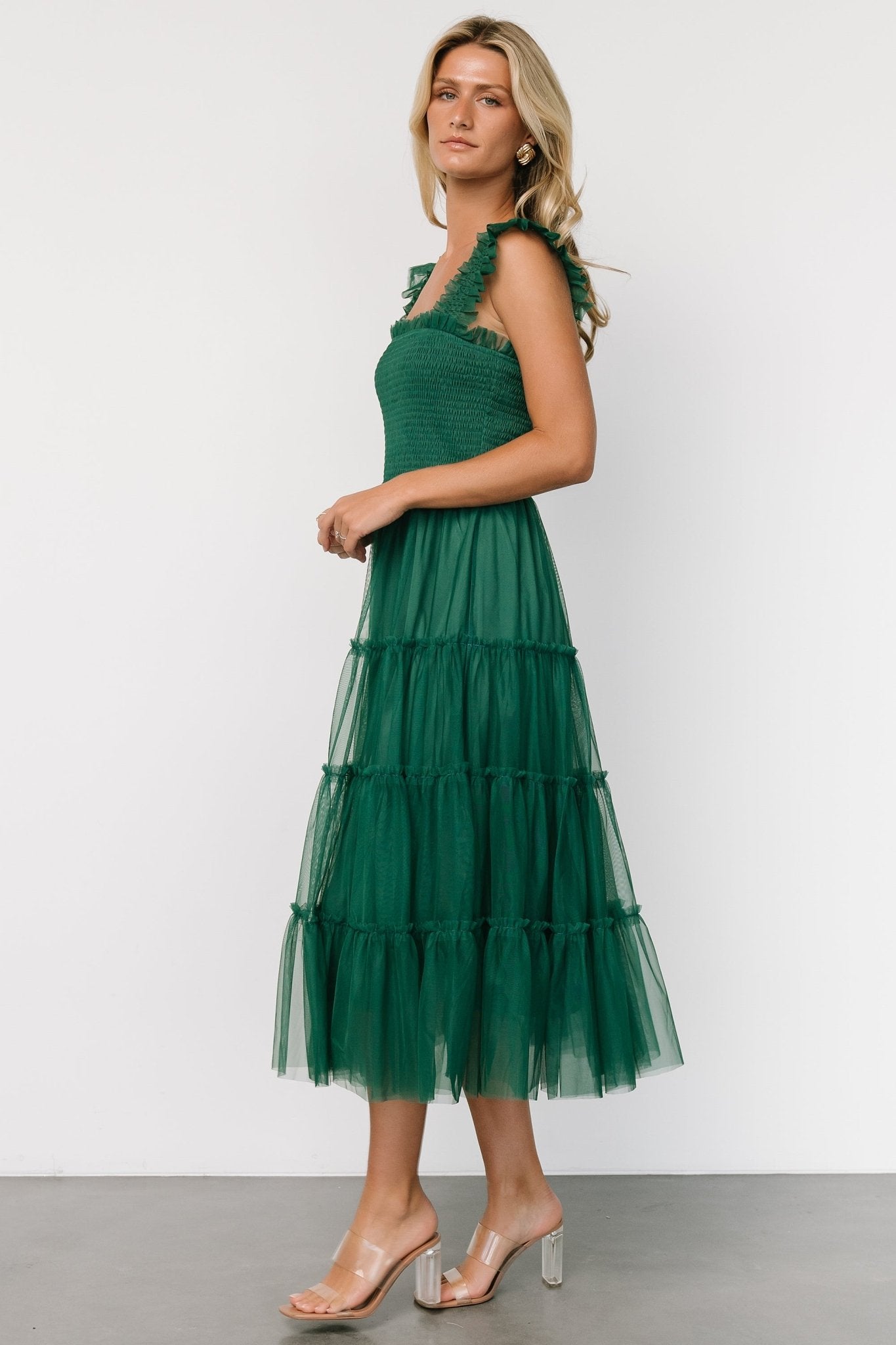 Emma Smocked Tulle Dress | Emerald - Baltic Born