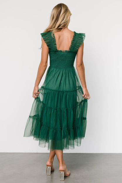 Emma Smocked Tulle Dress | Emerald - Baltic Born