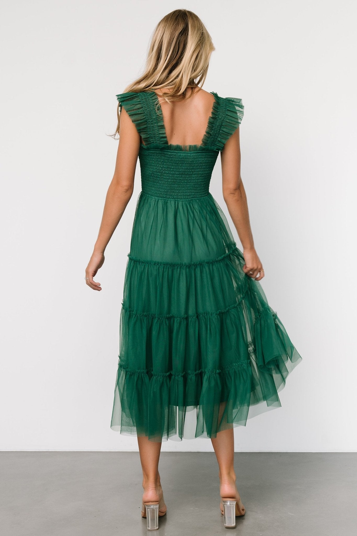 Emma Smocked Tulle Dress | Emerald - Baltic Born