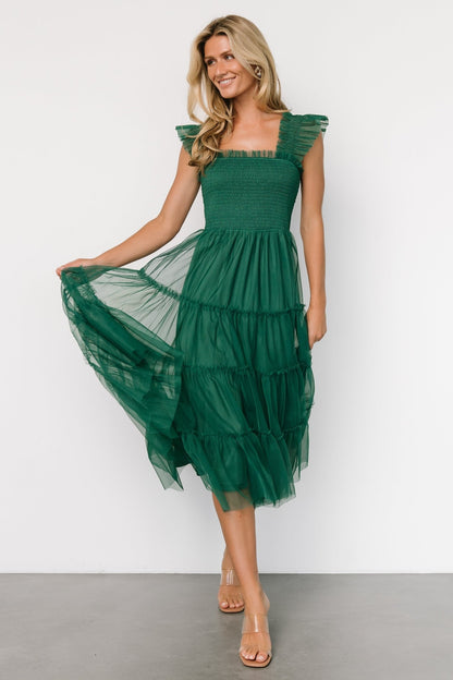 Emma Smocked Tulle Dress | Emerald - Baltic Born