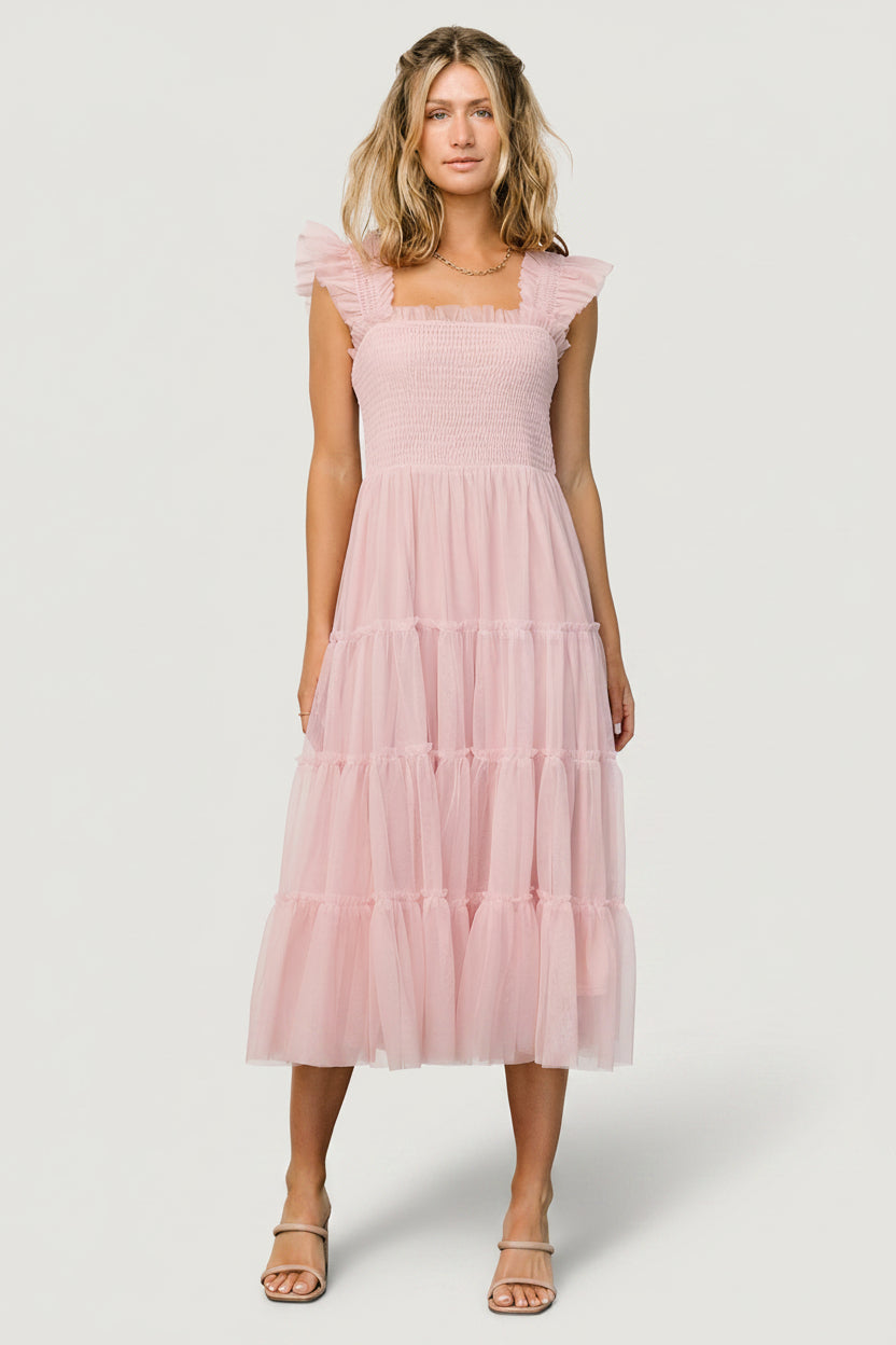 Emma Smocked Tulle Dress | Mauve