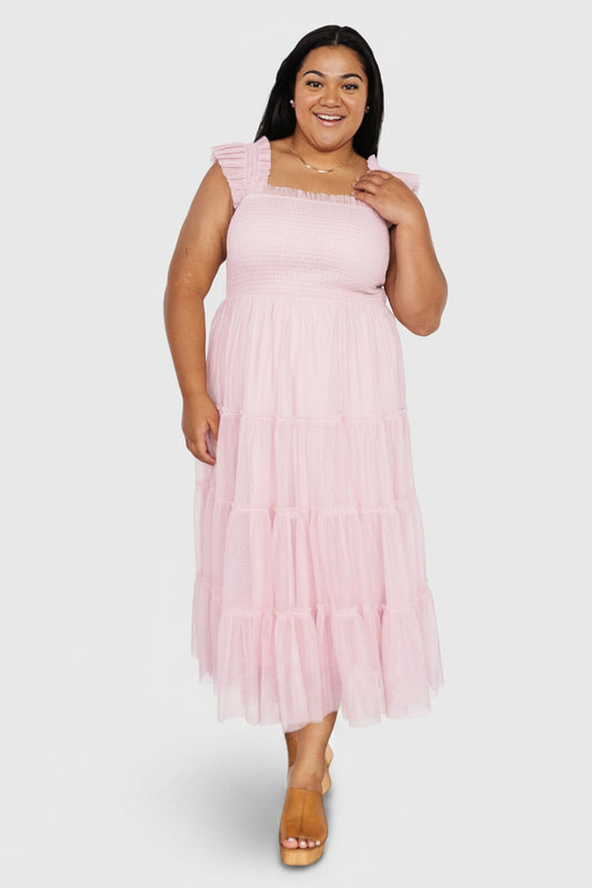 Emma Smocked Tulle Dress | Mauve