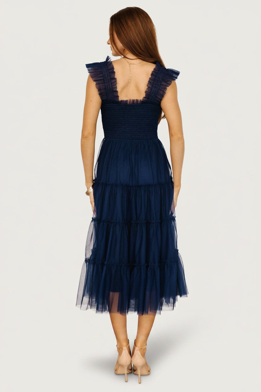 Emma Smocked Tulle Dress | Navy