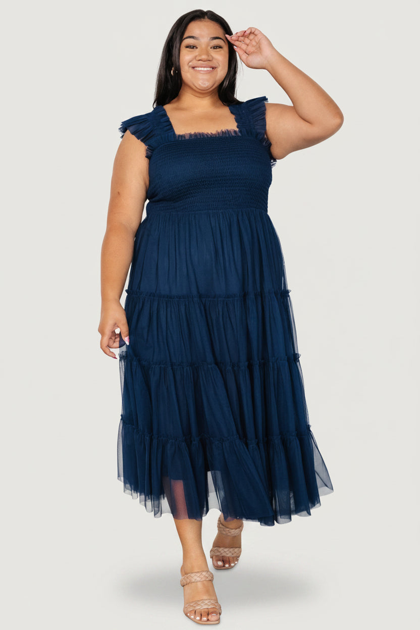 Emma Smocked Tulle Dress | Navy