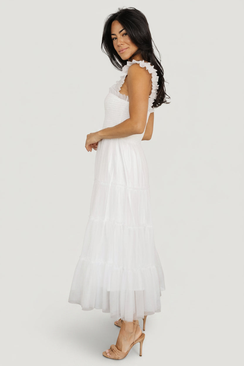 Emma Smocked Tulle Dress | Off White