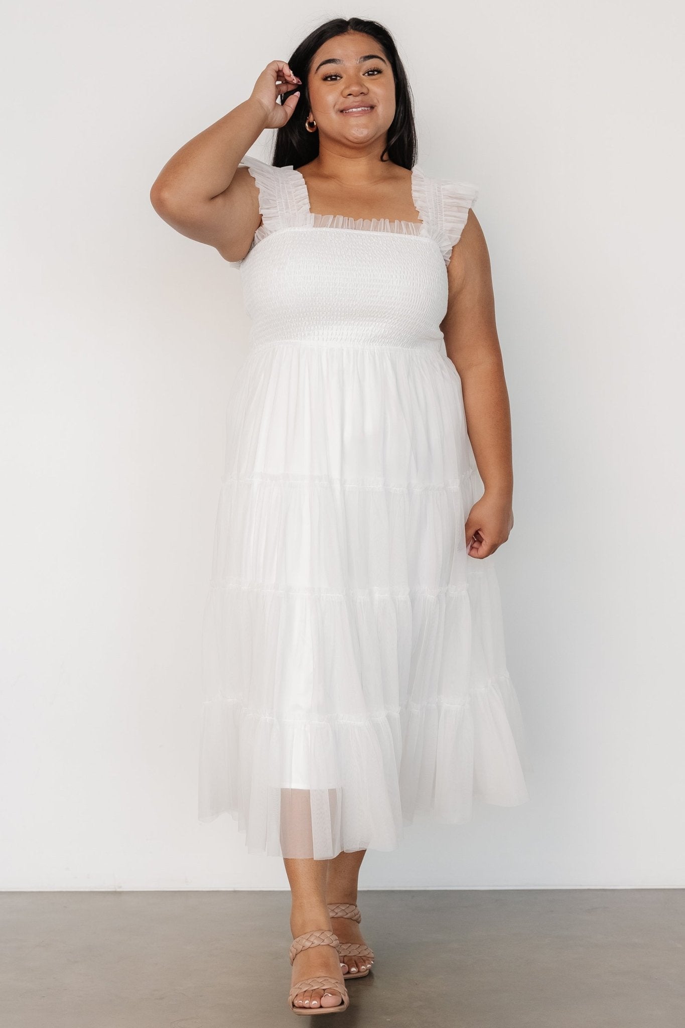 Emma Smocked Tulle Dress | Off White - Baltic Born