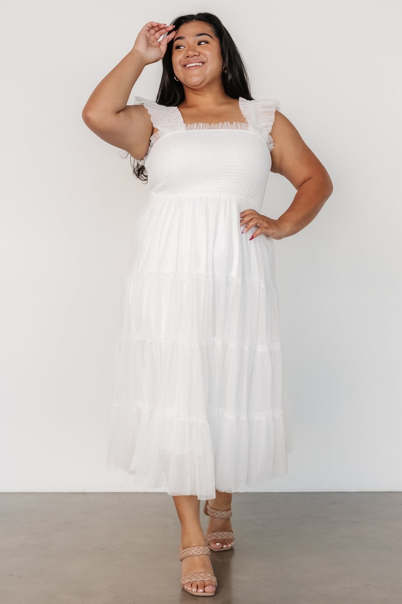 Emma Smocked Tulle Dress | Off White - Baltic Born