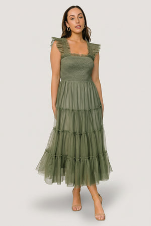 Emma Smocked Tulle Dress | Sage
