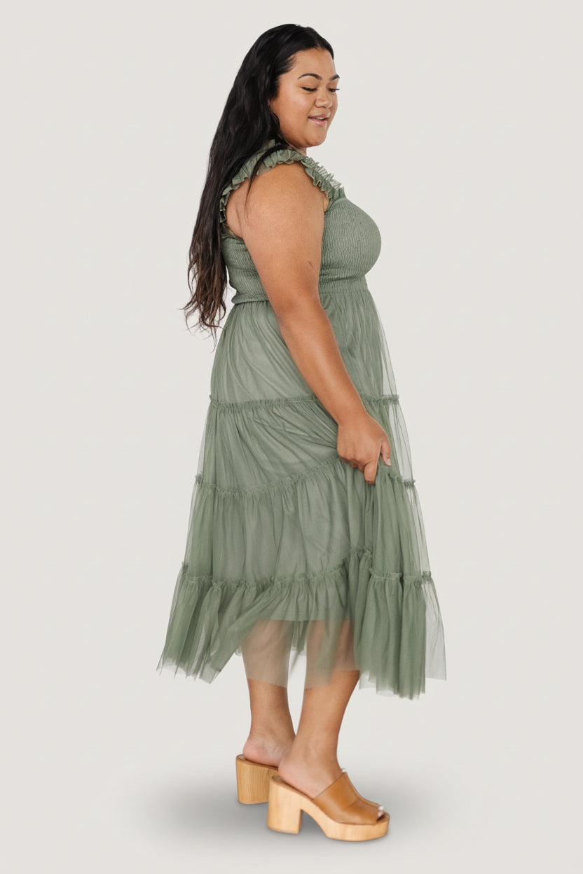 Baltic Born Womens Emma Smocked Tulle Dress | Sage | Size: 1XL Baltic Born Womens Emma Smocked Tulle Dress | Sage | Size: 1XL
