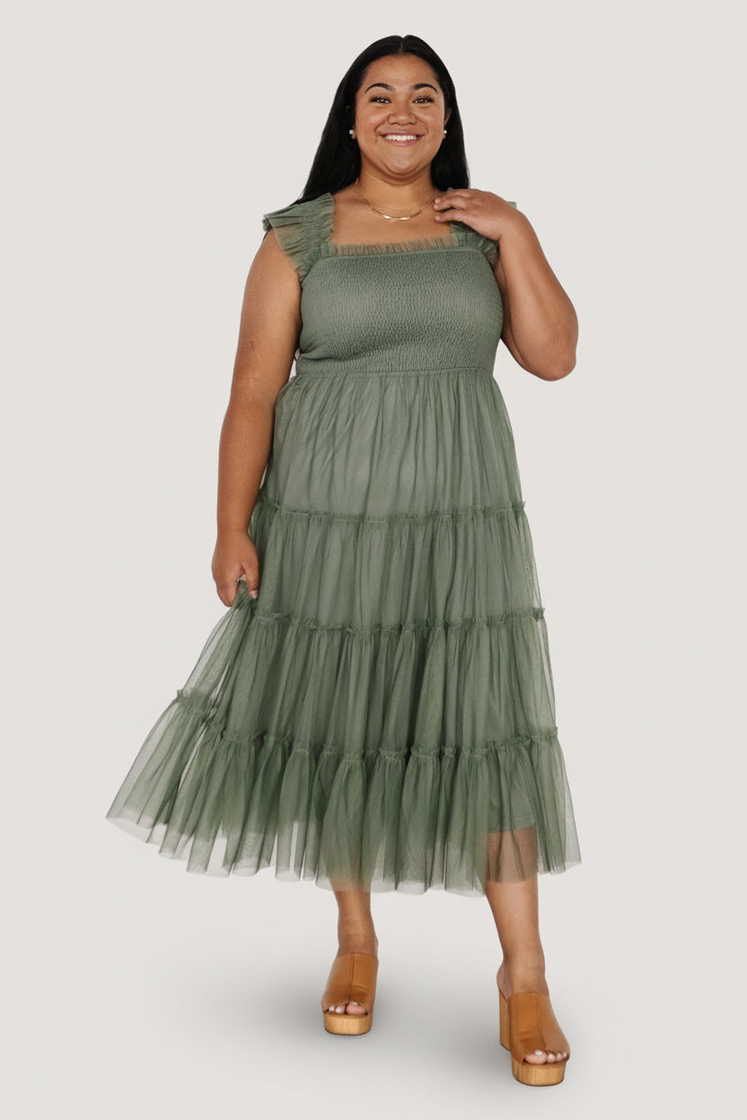 Baltic Born Womens Emma Smocked Tulle Dress | Sage | Size: 1XL Baltic Born Womens Emma Smocked Tulle Dress | Sage | Size: 1XL