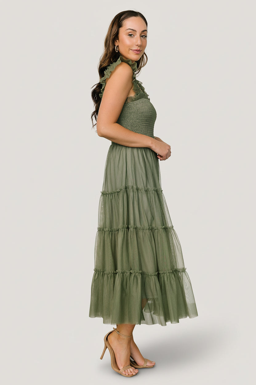 Baltic Born Womens Emma Smocked Tulle Dress | Sage | Size: Medium Baltic Born Womens Emma Smocked Tulle Dress | Sage | Size: Medium