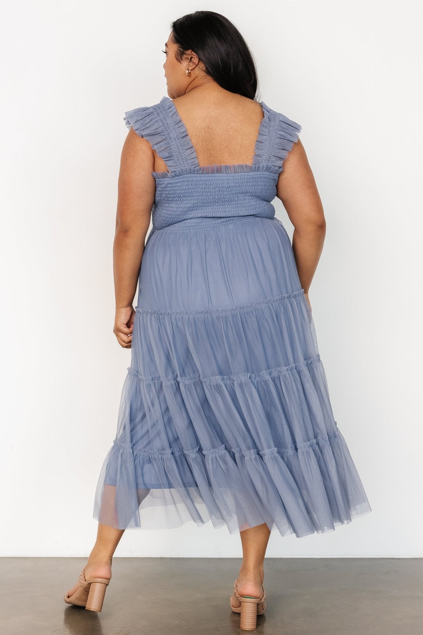 Emma Smocked Tulle Dress | Slate Blue - Baltic Born