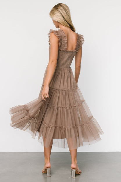 Emma Smocked Tulle Dress | Taupe - Baltic Born