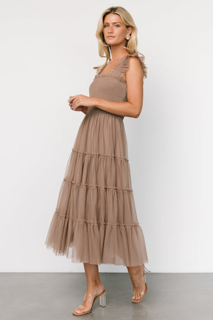 Emma Smocked Tulle Dress | Taupe - Baltic Born