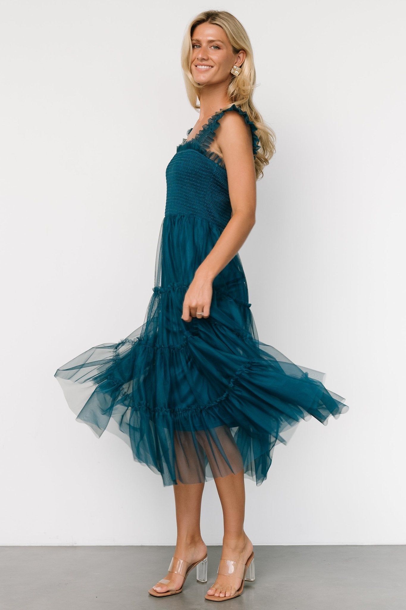 Emma Smocked Tulle Dress | Teal - Baltic Born