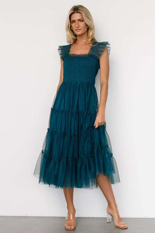 Emma Smocked Tulle Dress | Teal - Baltic Born