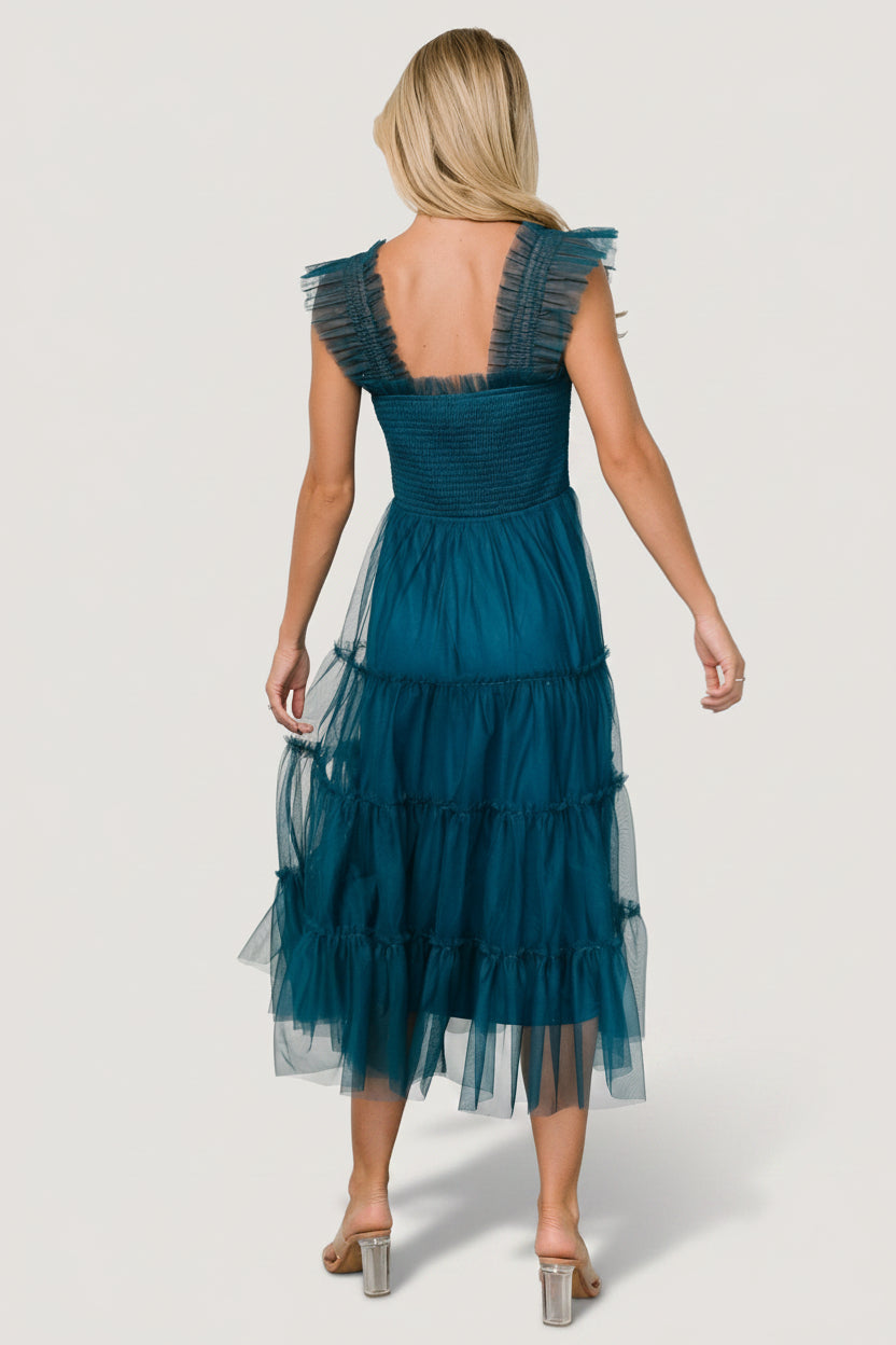 Emma Smocked Tulle Dress | Teal