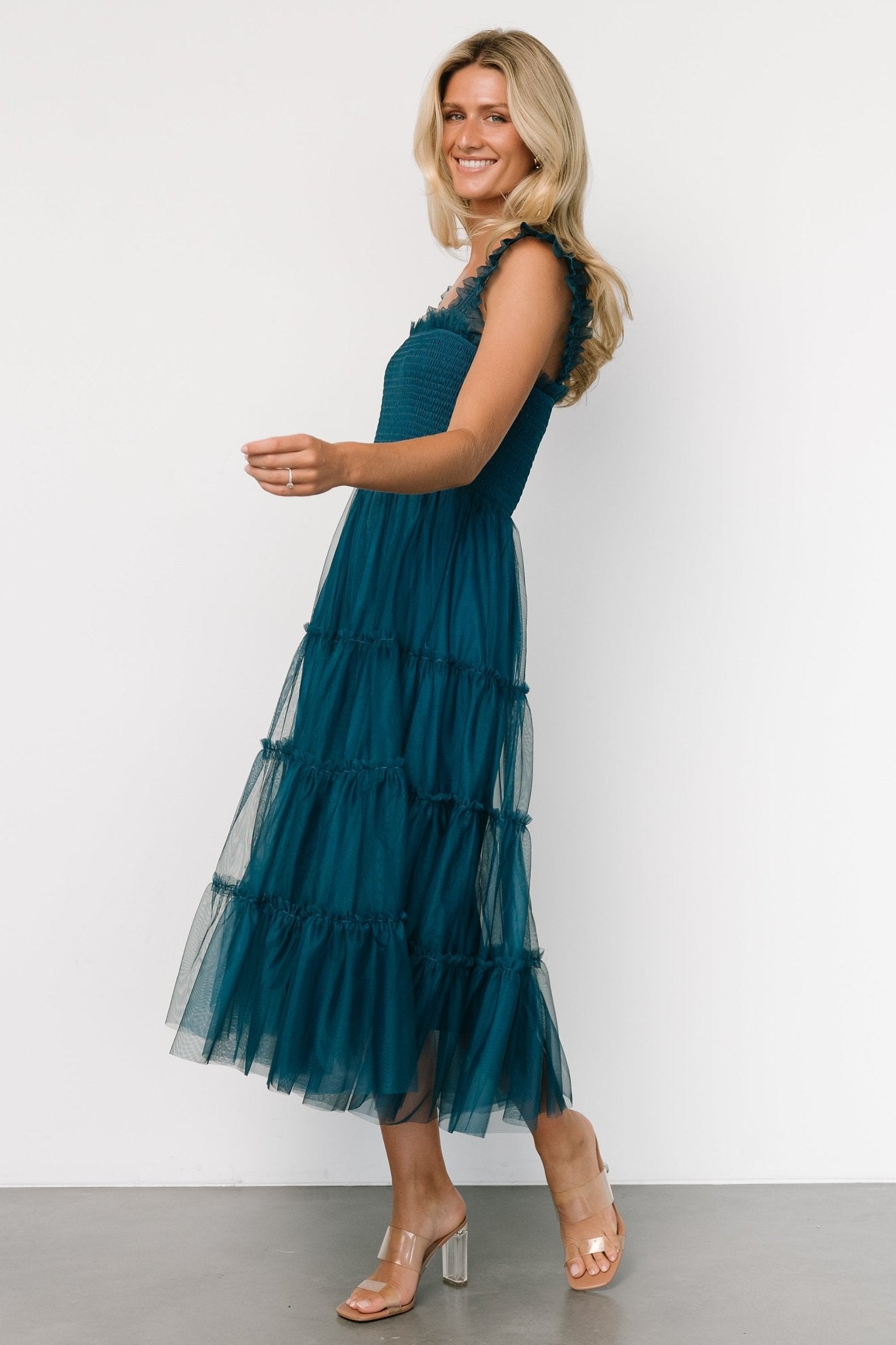 Emma Smocked Tulle Dress | Teal - Baltic Born