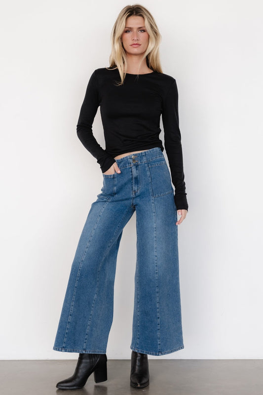 Emmi Mid Rise Wide Leg Jeans | Dark Wash - Baltic Born