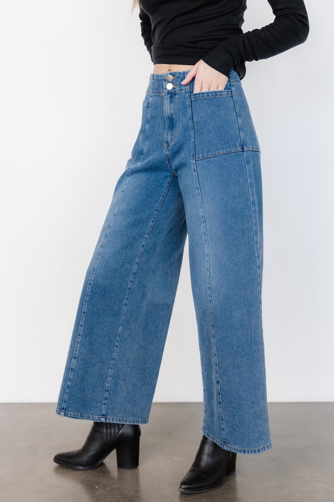 Emmi Mid Rise Wide Leg Jeans | Dark Wash - Baltic Born