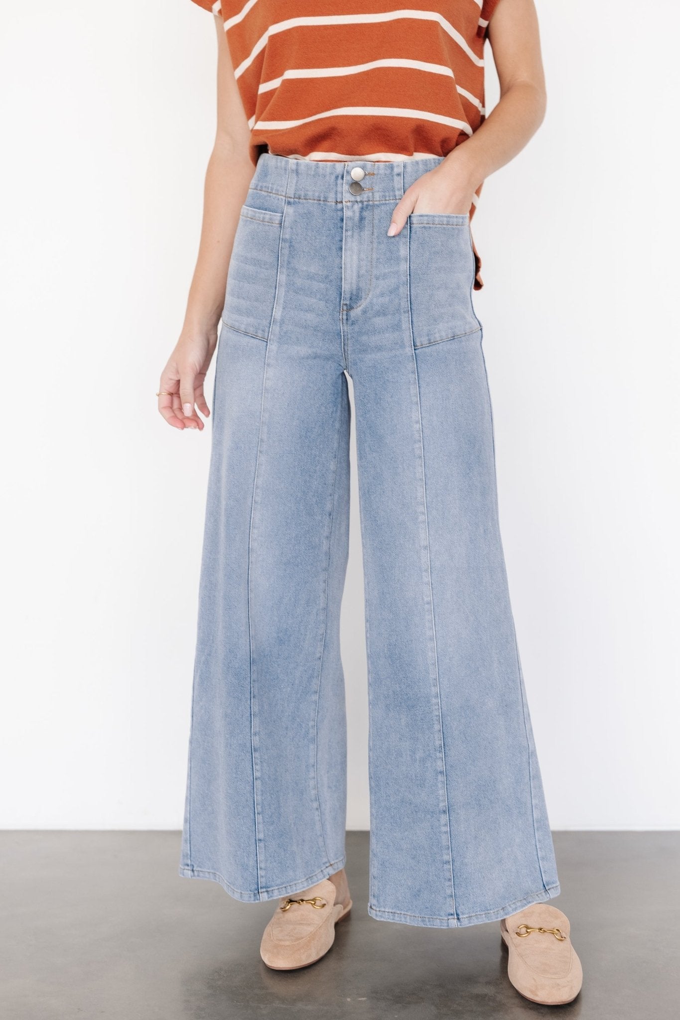 Emmi Mid Rise Wide Leg Jeans | Medium Wash - Baltic Born