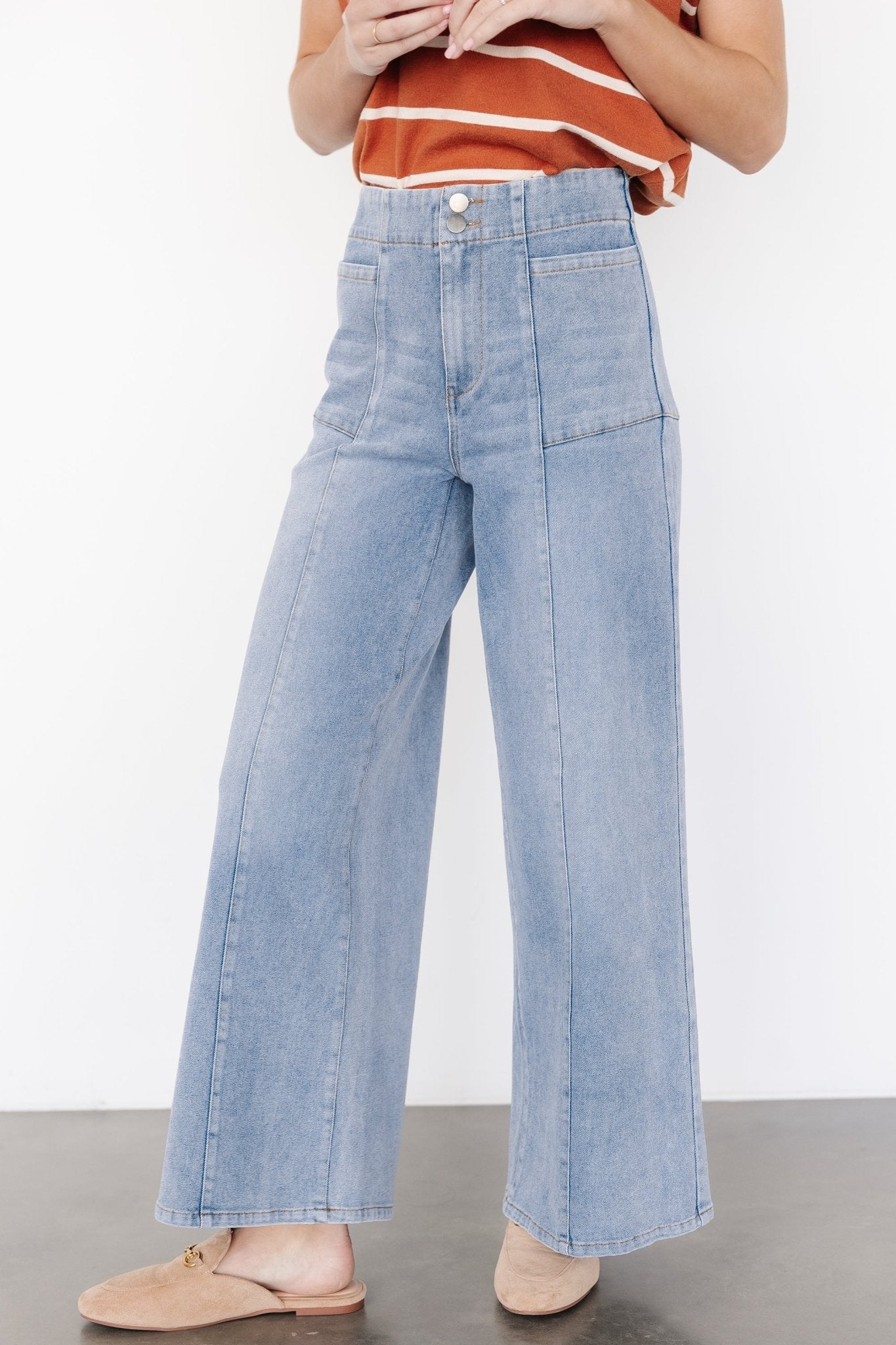 Emmi Mid Rise Wide Leg Jeans | Medium Wash - Baltic Born