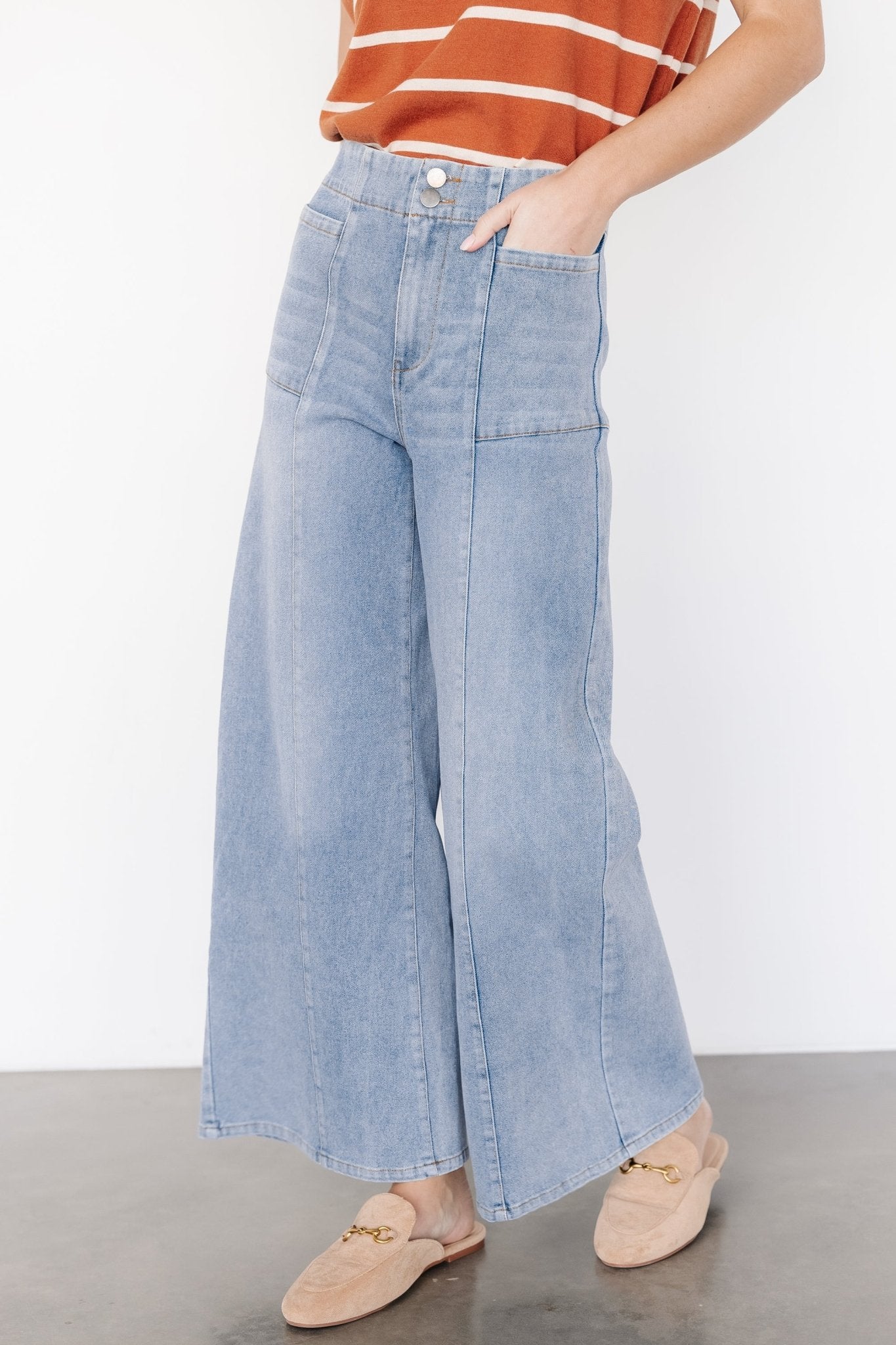 Emmi Mid Rise Wide Leg Jeans | Medium Wash - Baltic Born