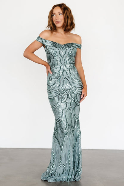 Empress Sequin Gown | Eucalyptus - Baltic Born