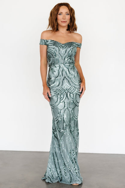 Empress Sequin Gown | Eucalyptus - Baltic Born