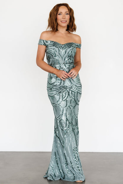 Empress Sequin Gown | Eucalyptus - Baltic Born