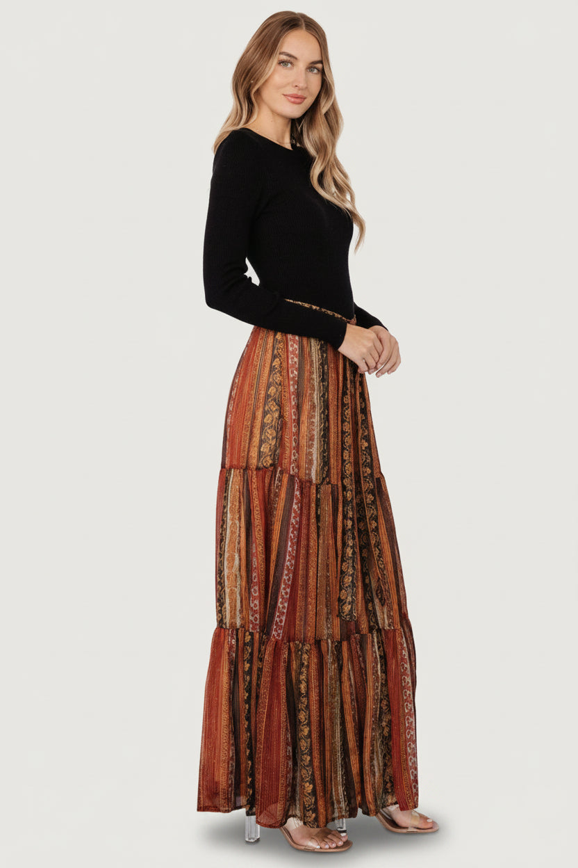 Emryn Sweater Dress | Black + Multi Print