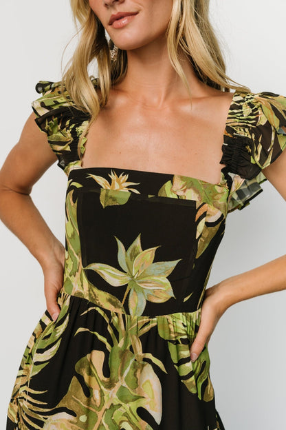 Encinitas Maxi Dress | Tropical Green + Black - Baltic Born