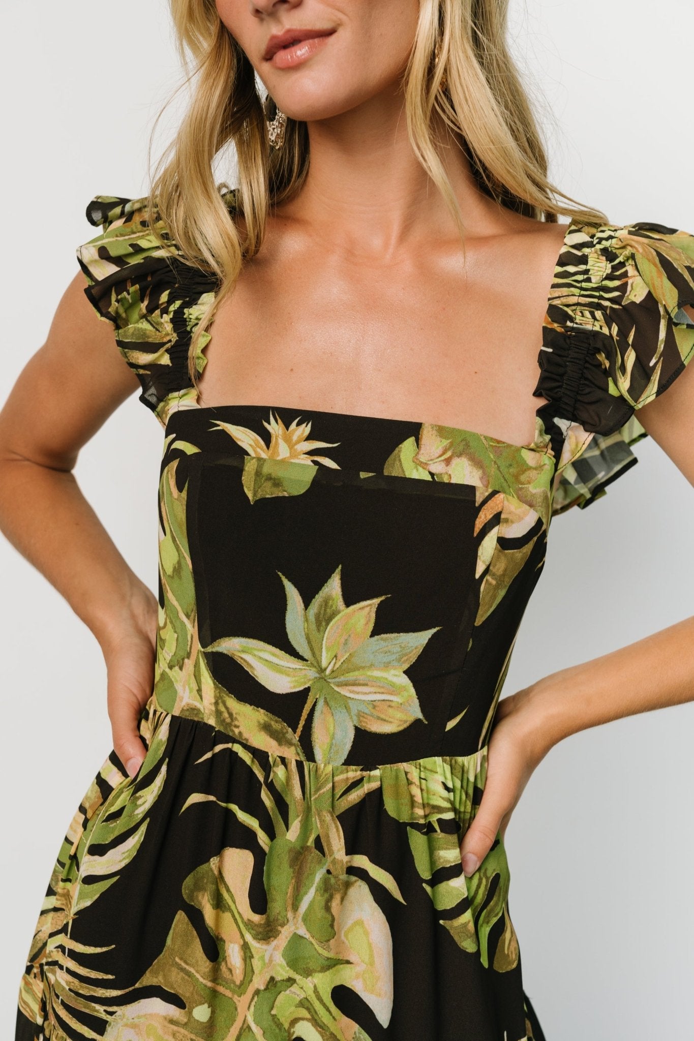 Baltic Born Womens Encinitas Maxi Dress | Tropical Green + Black | Size: Small Baltic Born Womens Encinitas Maxi Dress | Tropical Green + Black | Size: Small
