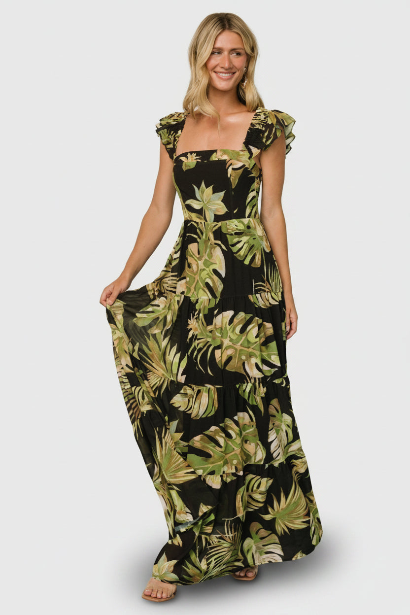 Baltic Born Womens Encinitas Maxi Dress | Tropical Green + Black | Size: Small Baltic Born Womens Encinitas Maxi Dress | Tropical Green + Black | Size: Small