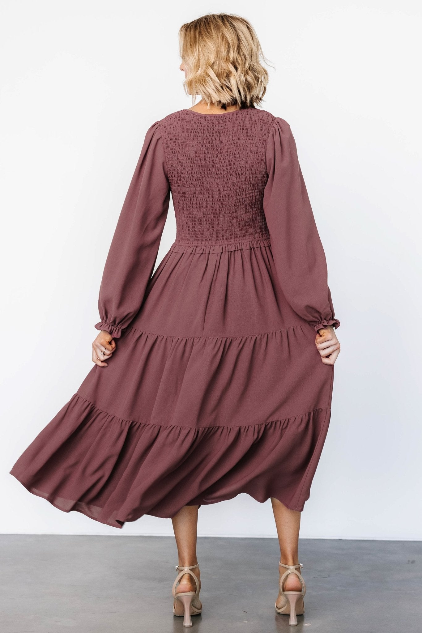 Endsley Smocked Midi Dress | Mauve - Baltic Born