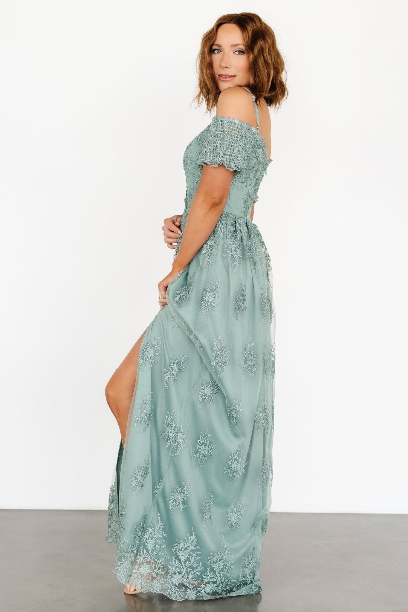 Esperanza Tulle Embroidered Maxi Dress | Sage - Baltic Born