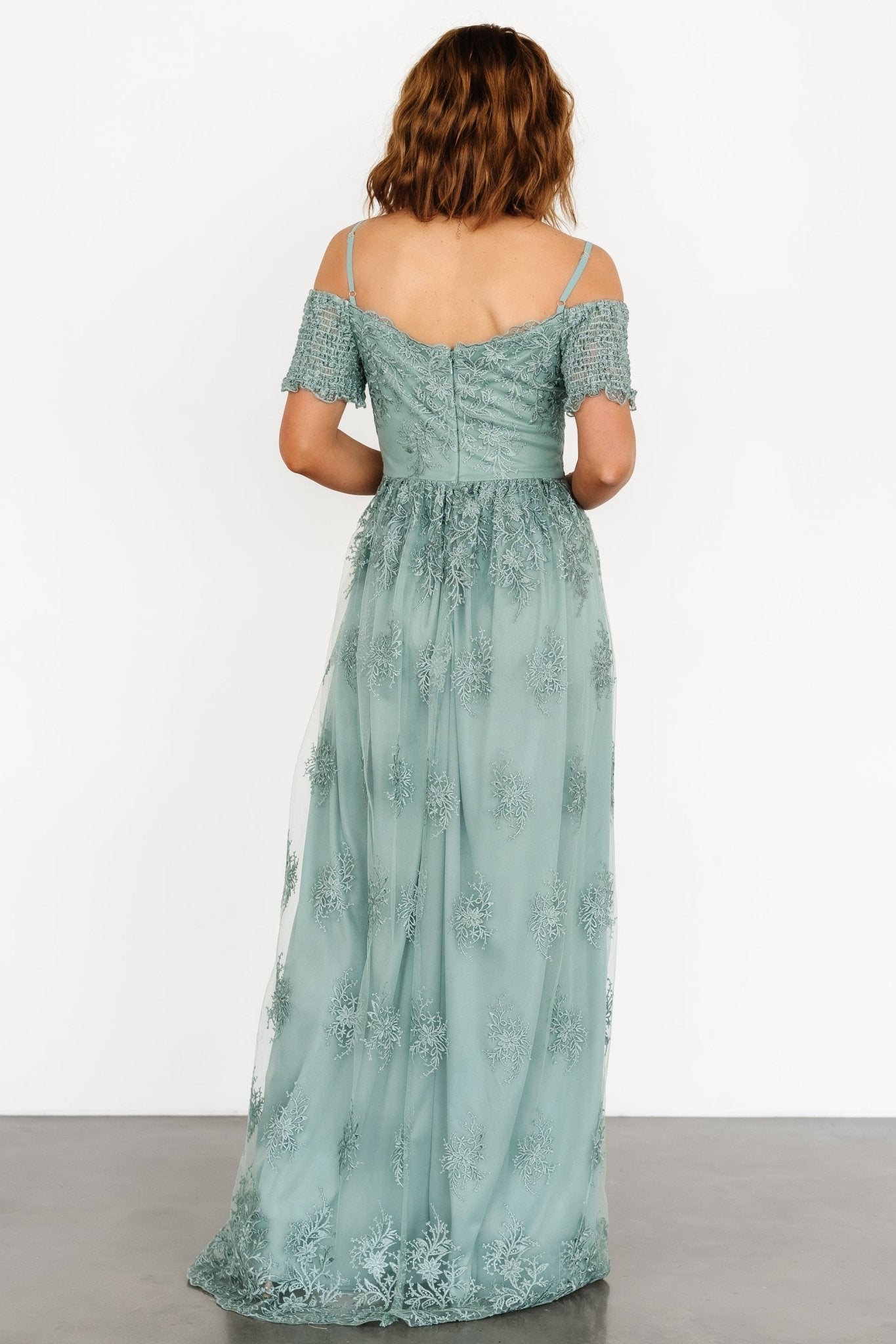 Esperanza Tulle Embroidered Maxi Dress | Sage - Baltic Born