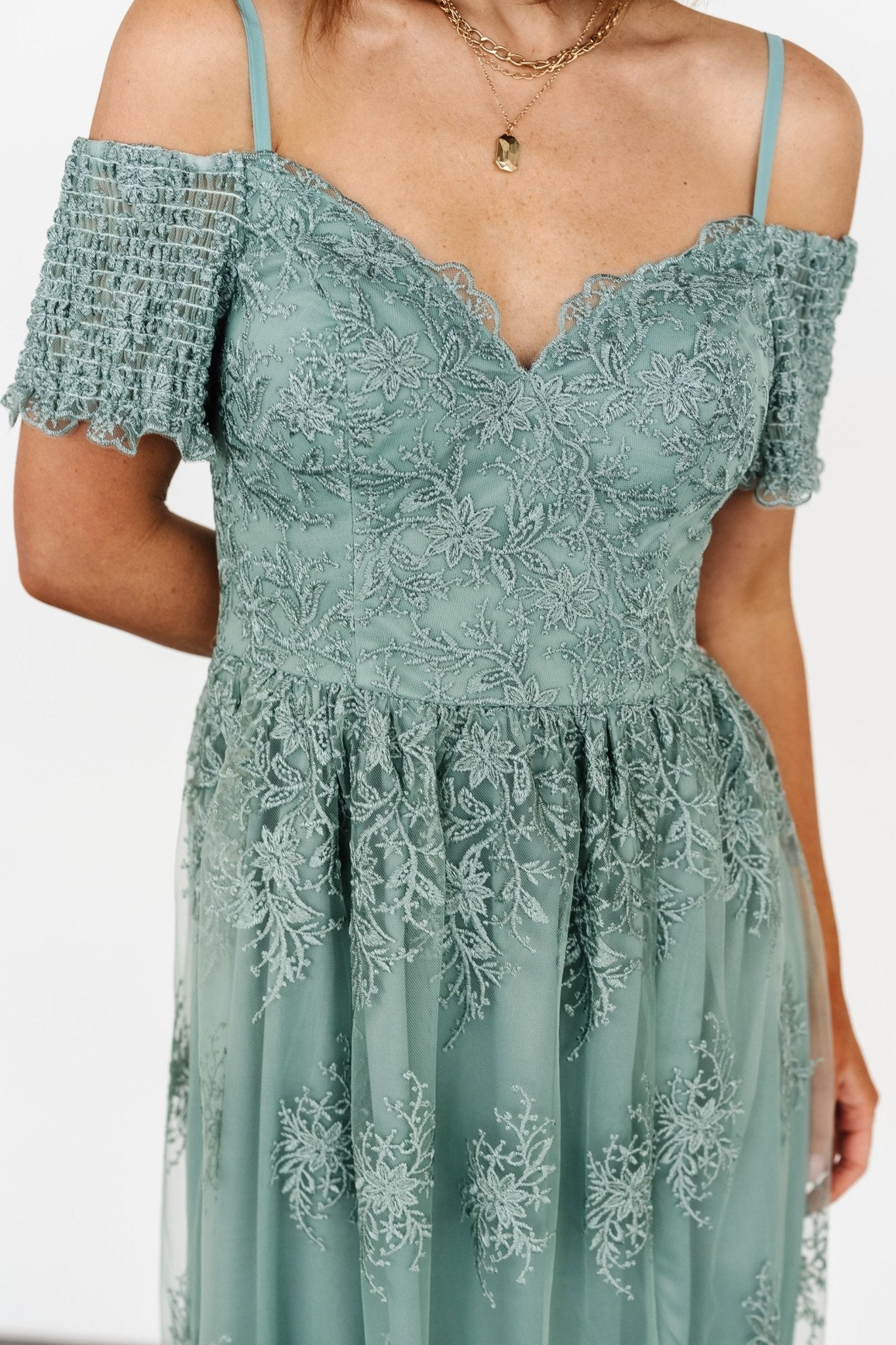 Esperanza Tulle Embroidered Maxi Dress | Sage - Baltic Born