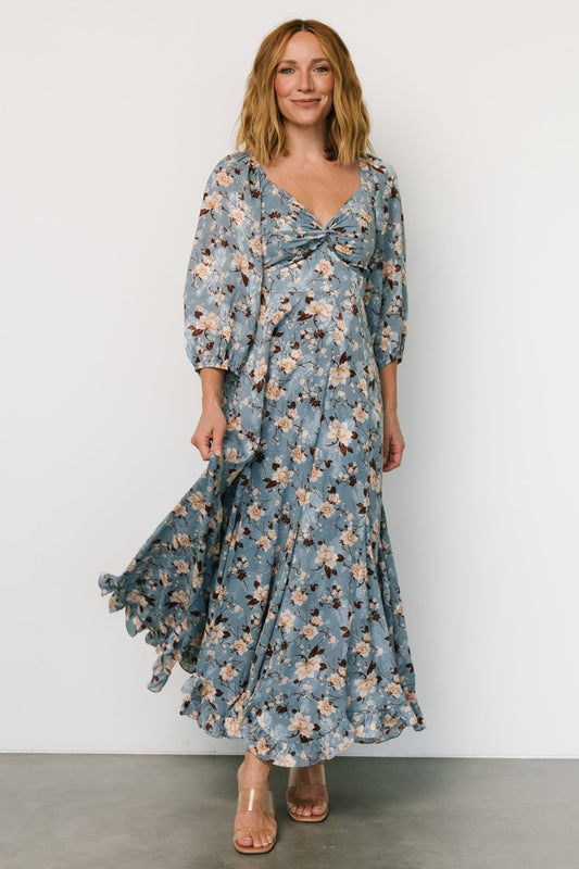 Estefania Maxi Dress | Blue + Peach Floral - Baltic Born