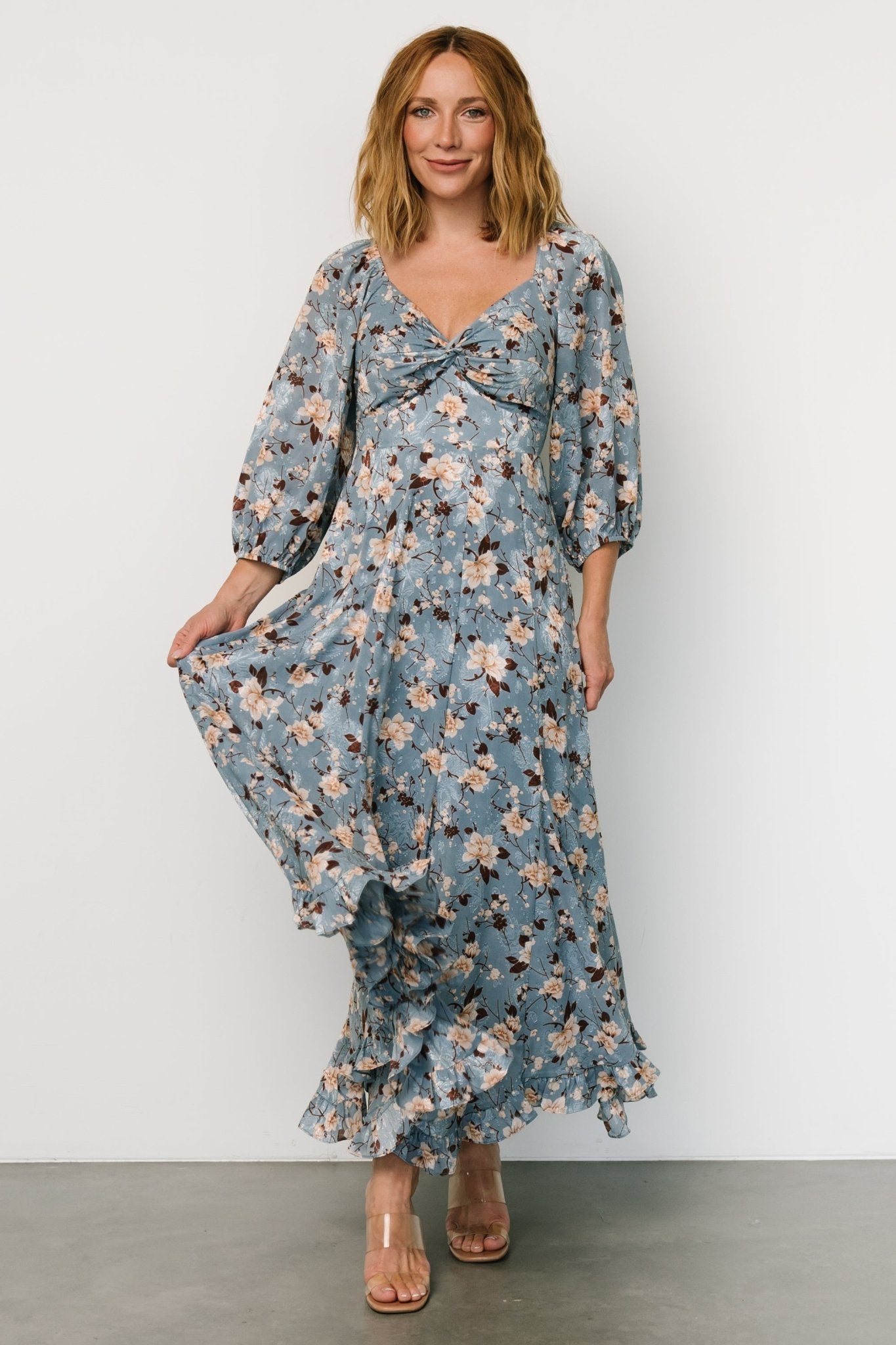 Estefania Maxi Dress | Blue + Peach Floral - Baltic Born