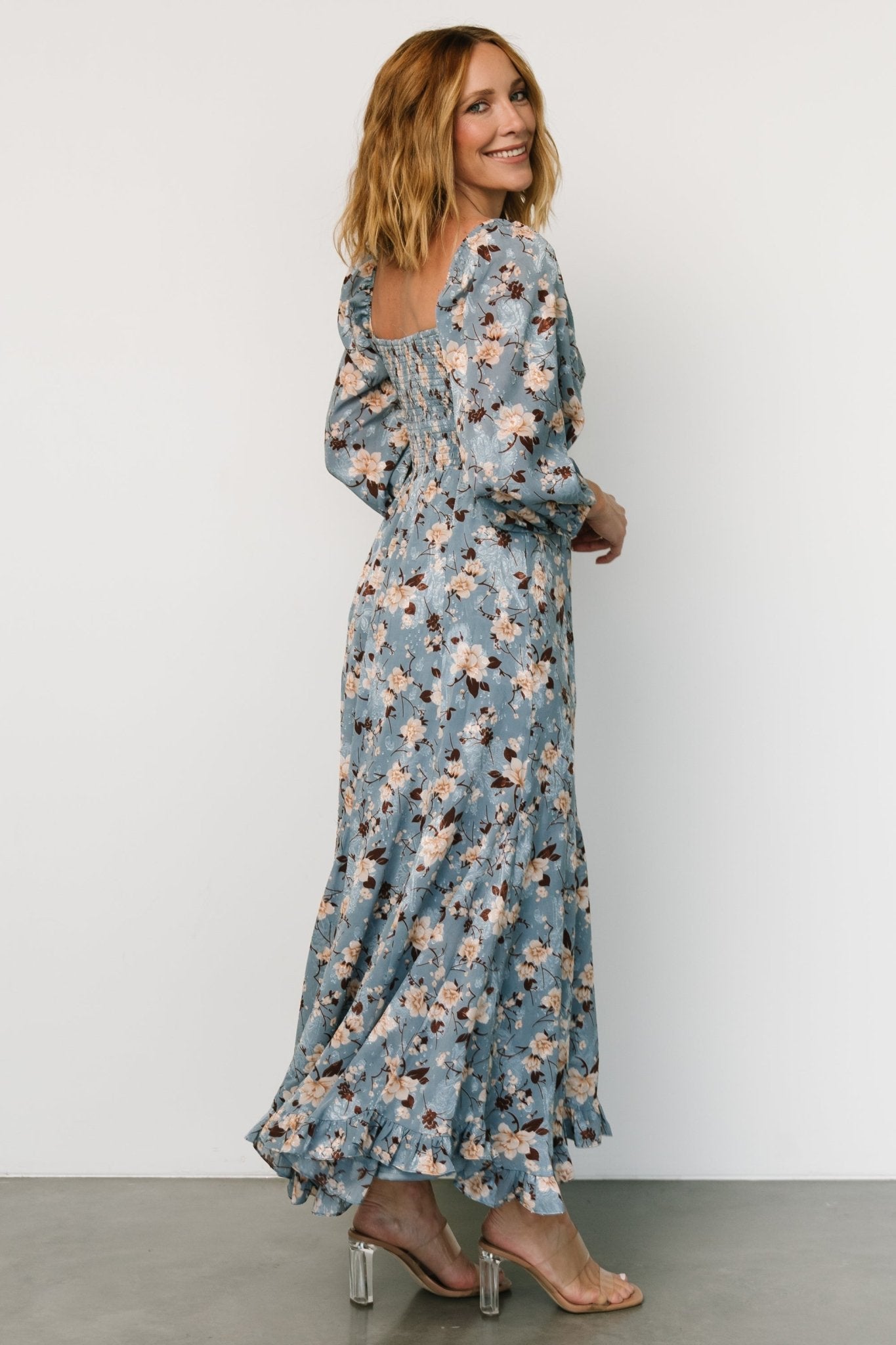 Estefania Maxi Dress | Blue + Peach Floral - Baltic Born