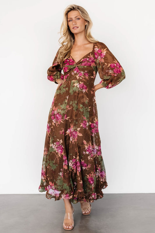 Estefania Maxi Dress | Brown Floral - Baltic Born