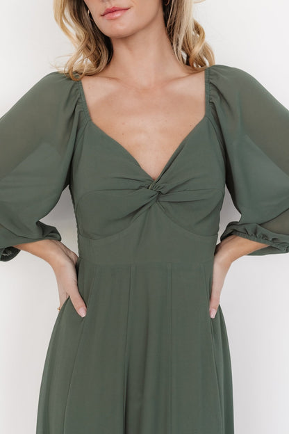 Estefania Maxi Dress | Dark Sage - Baltic Born