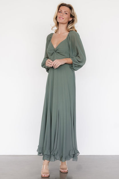 Estefania Maxi Dress | Dark Sage - Baltic Born