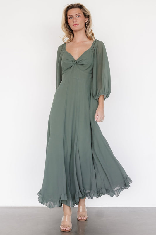 Estefania Maxi Dress | Dark Sage - Baltic Born